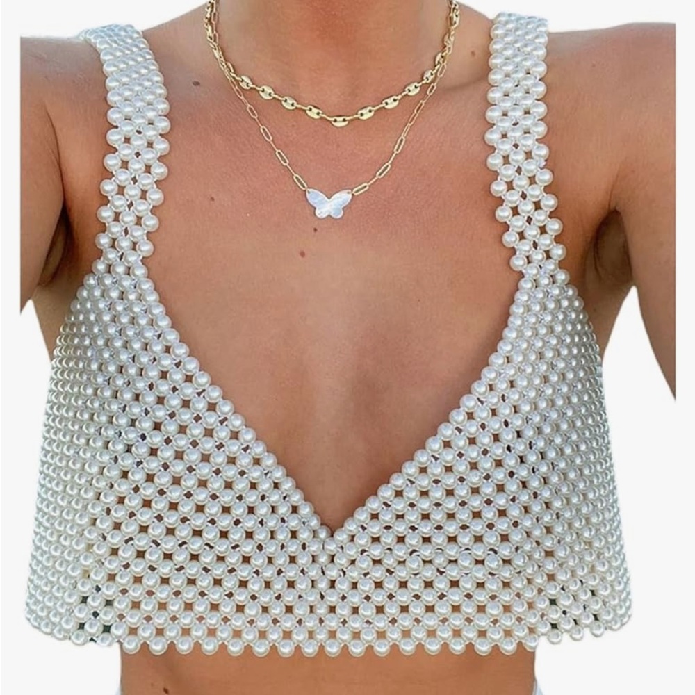 Women's Sexy Pearls Beaded Camisole